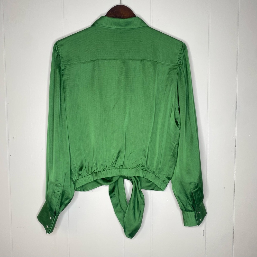 Ba&sh Féria Women’s loose and floaty tie front blouse green vert new large shirt - Picture 7 of 10